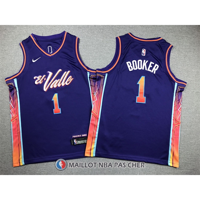 Maillot Enfant Phoenix Suns Devin Booker NO 1 Ville 2023-24 Volet
